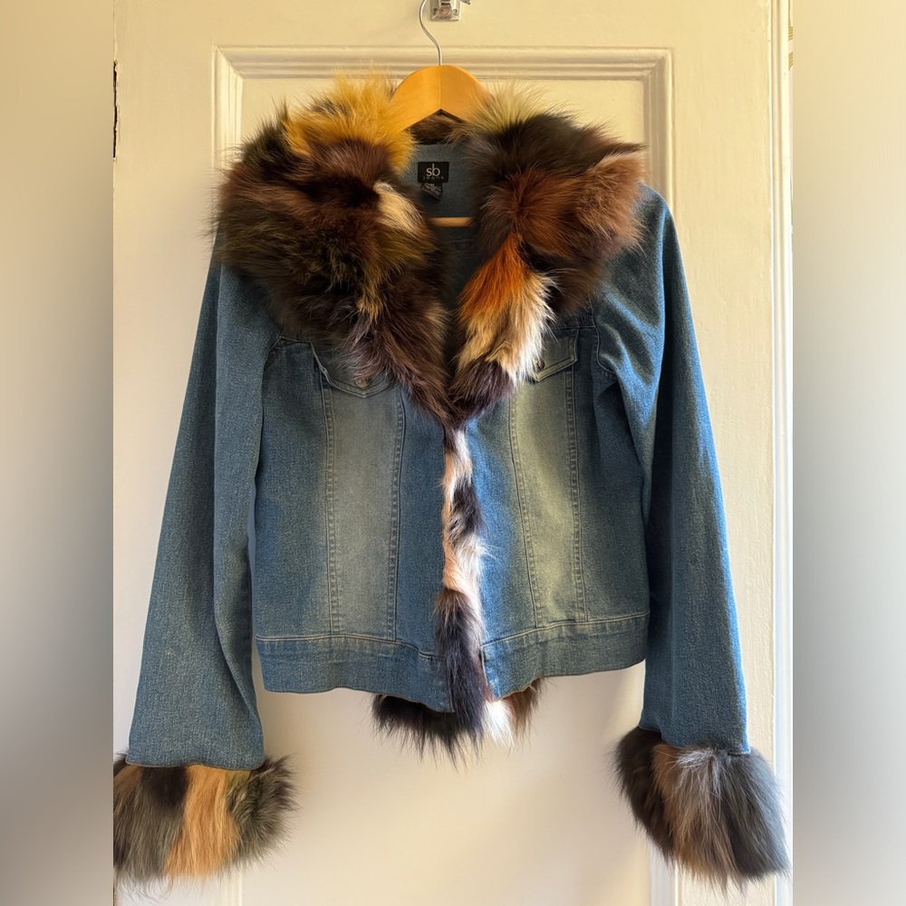 Fox Fur Collared and Cuffed Jean Jacket